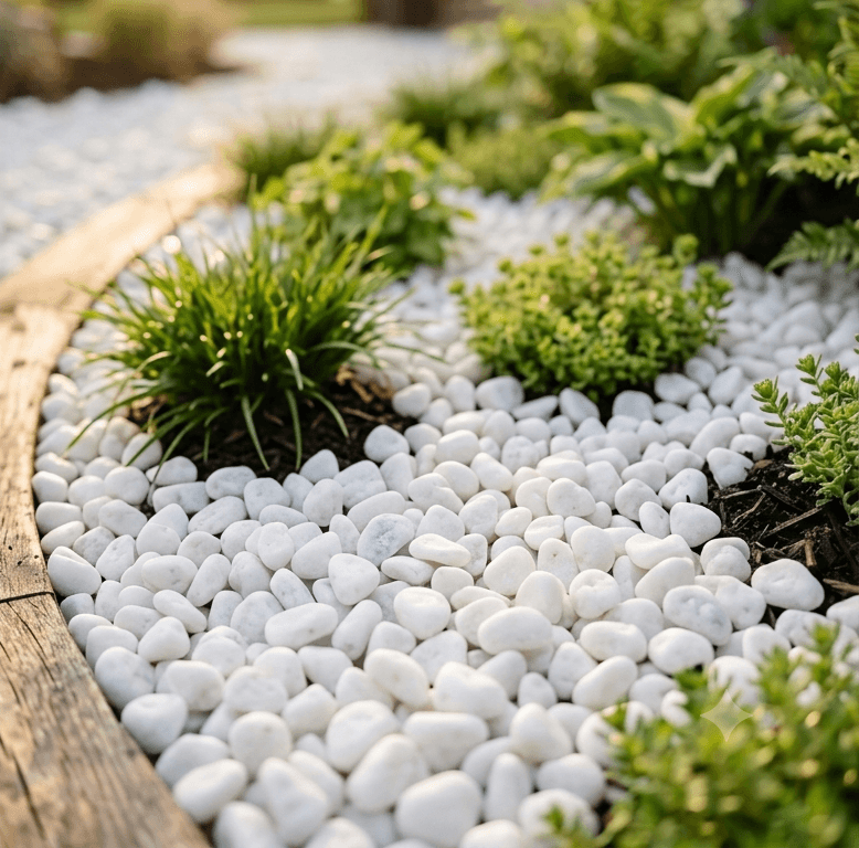 Seixos polidos para jardim decorativo