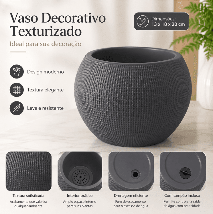 Vaso Decorativo Grafite - Opção A e B
