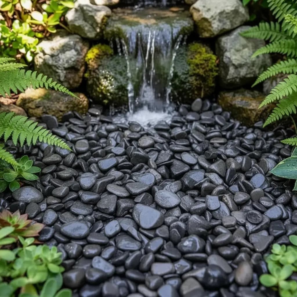 15kg Pedras Ornamentais Para Jardim Seixo Preto Natural Lago Preto 2 Cm 8 Cm