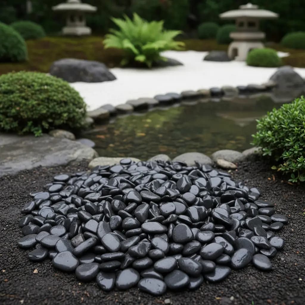 15kg Pedras Ornamentais Para Jardim Seixo Preto Natural Lago Preto 2 Cm 8 Cm