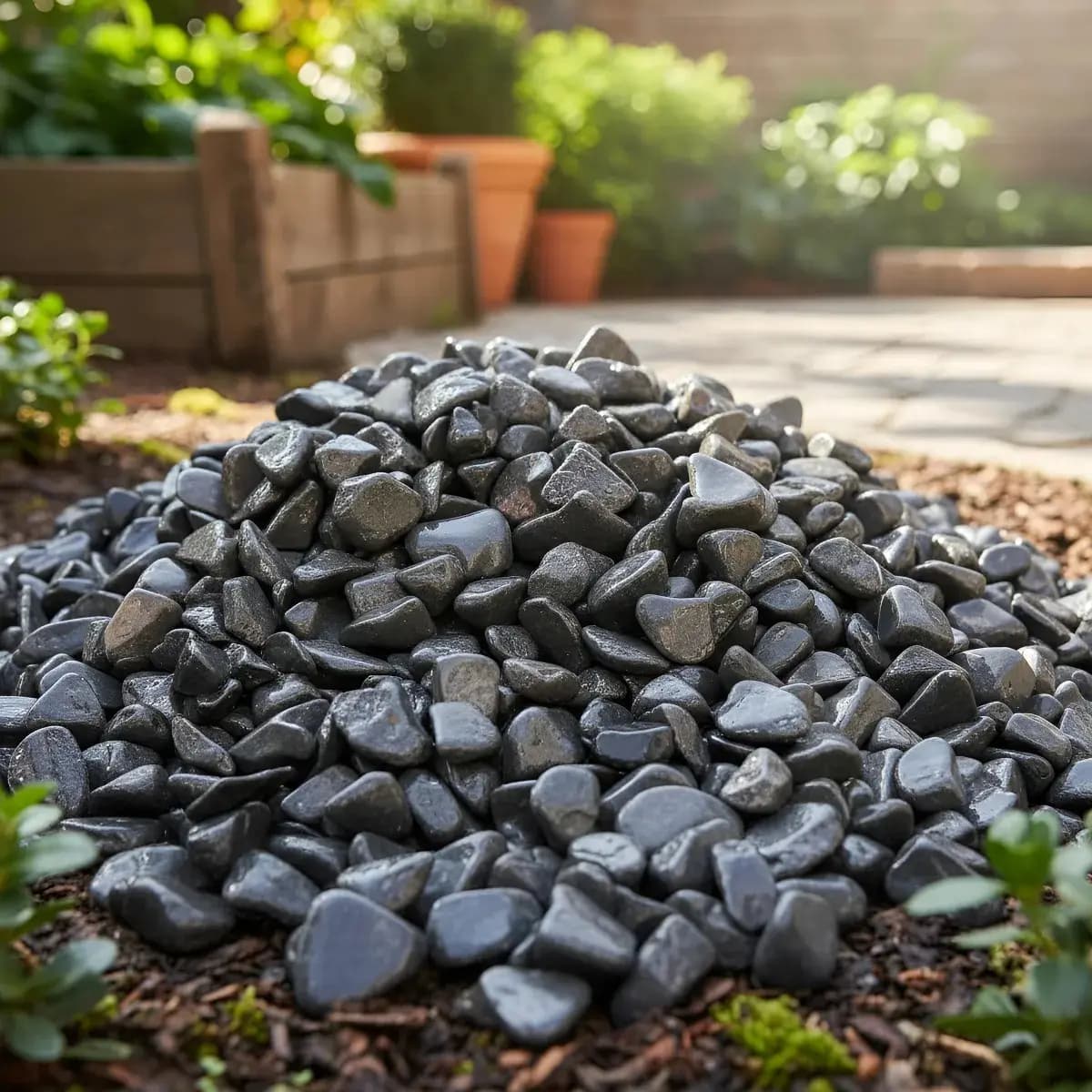 4kg Seixo Preto Pedras Para Jardim Paisagismo Lago Aquarios Preto 2 Cm 8 Cm