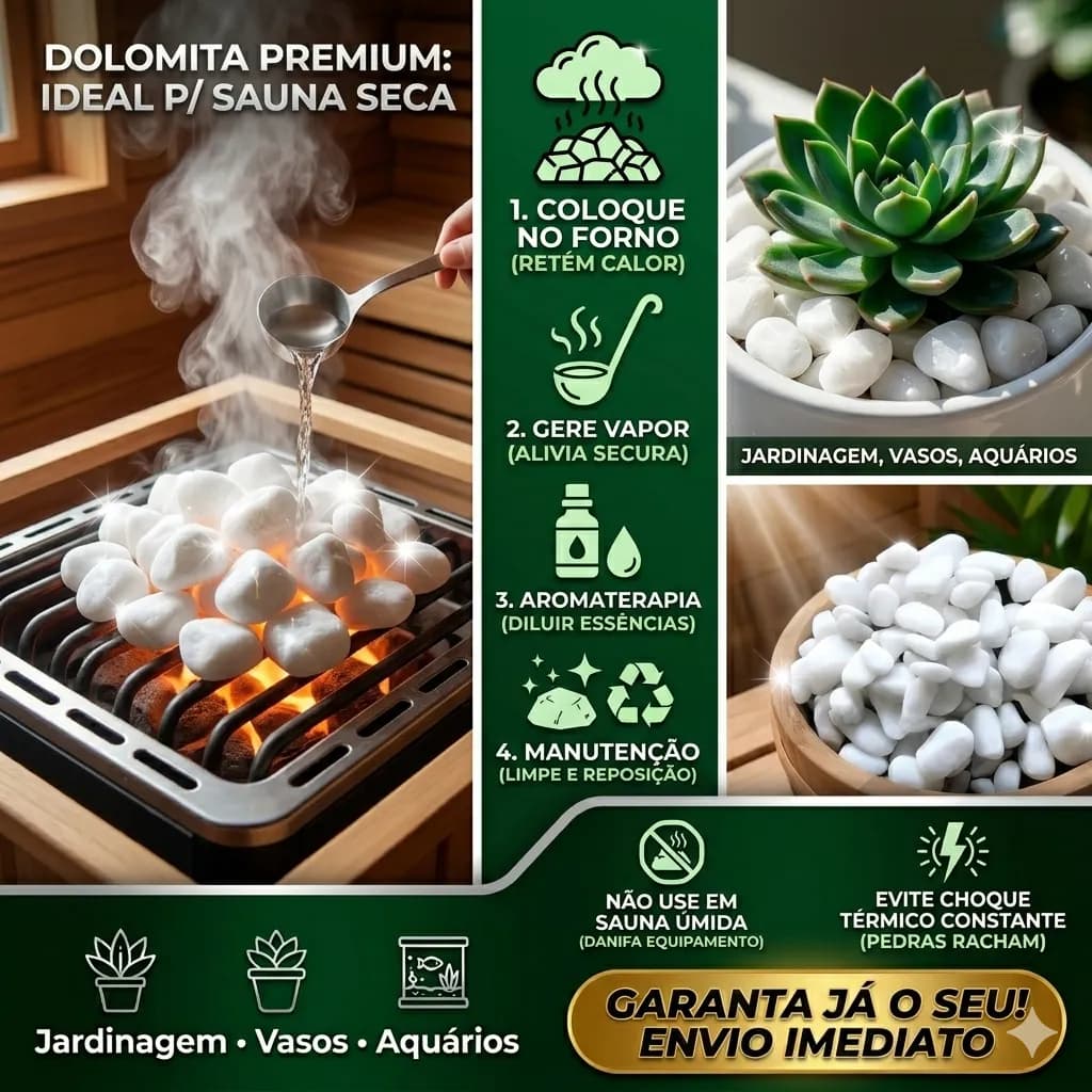 4kg Pedra Dolomita Branca 4 A 6 Cm Para Sauna Seca Jardim Branco 4 Cm 6 Cm