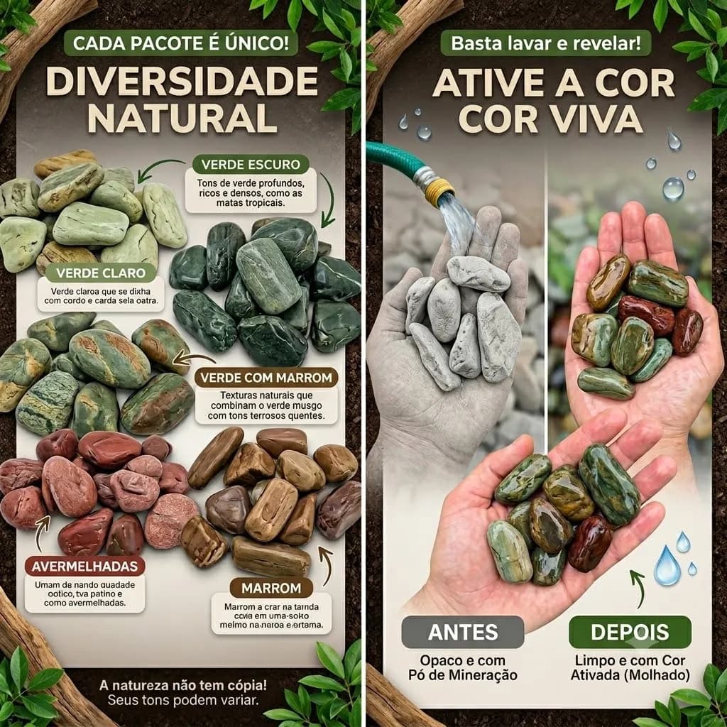 9,5kg Pedras Decorativas P/ Vasos Plantas Seixo Verde Brasil Verde 3 Cm 12 Cm