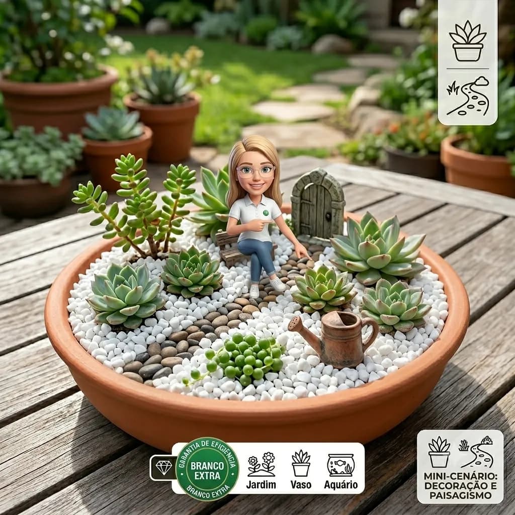 Pedrinha Branca Vaso Jardim Decoração Aquário Terrario 5kg. Branco 1 Cm 5 Cm