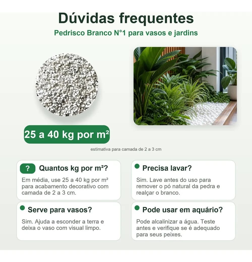 Pedrinha Branca Vaso Jardim Decoração Aquário Terrario 5kg. Branco 1 Cm 5 Cm